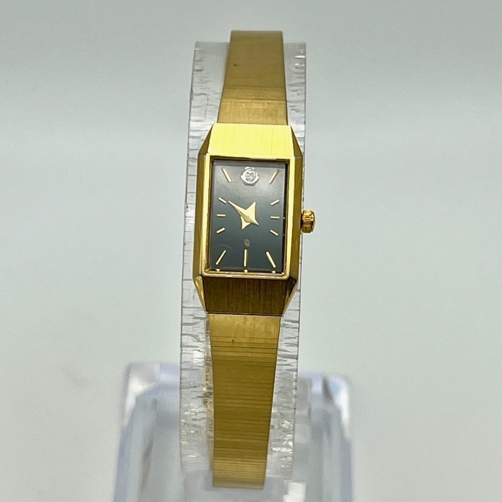 Vintage Citizen CQ Gold Plated Diamond Rectangular Ladies Watch Working